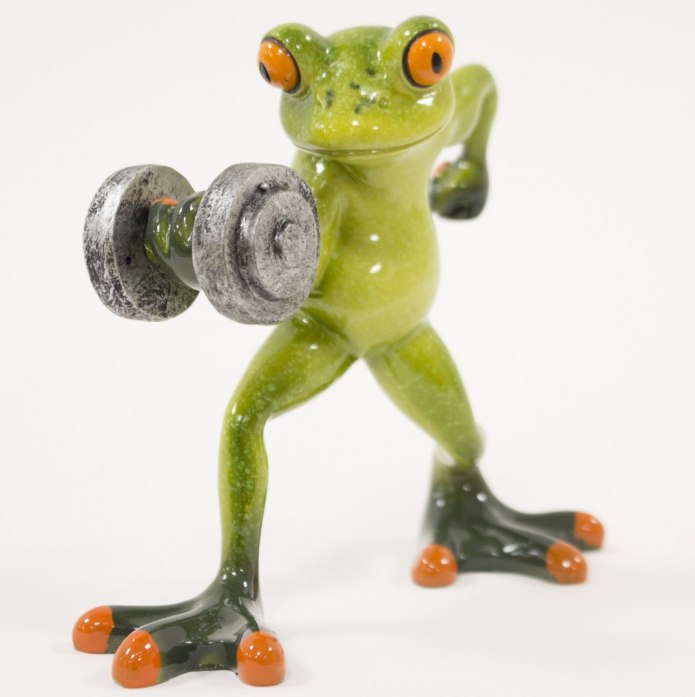 Figurka żaba na siłowni